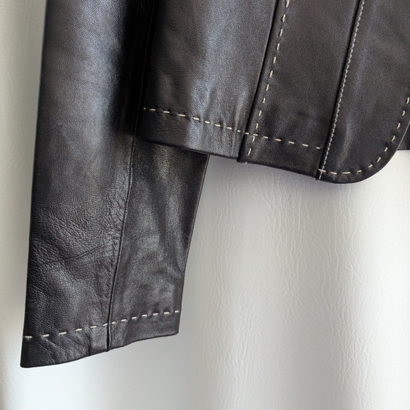 INC Black Leather Lined Jacket with Stitch Detailing - M - Picture 5 of 14